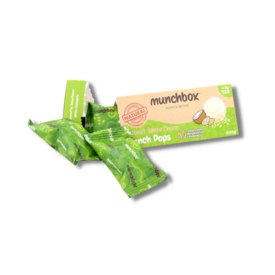 Munchbox Pops Coconut White Chocolate 45g, Pack Of 20