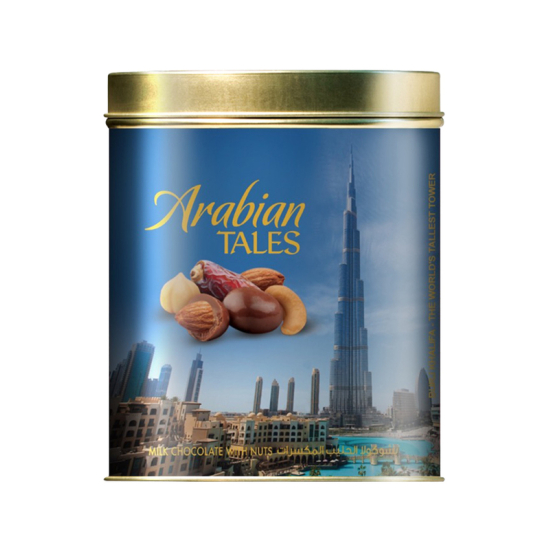 Arabian Tales Assorted Milk Chocolate Coated Nuts and Dates Can 200g, Pack Of 12