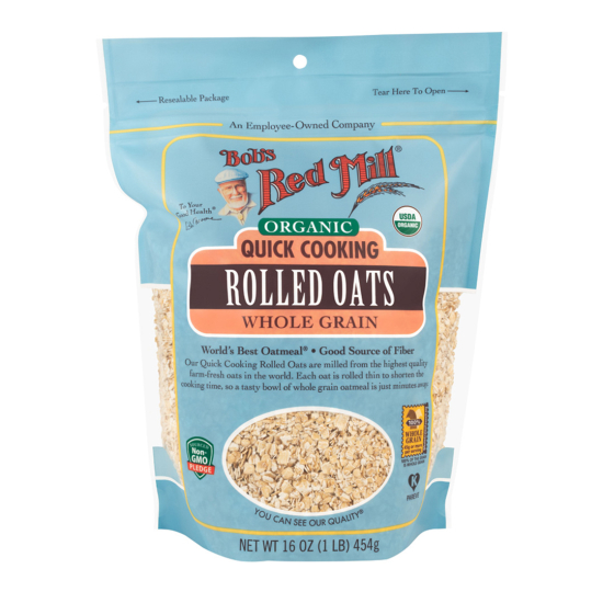 Bob's Red Mill Organic Rolled Oats Quick Cooking, Whole Grain, Non-GMO 454g