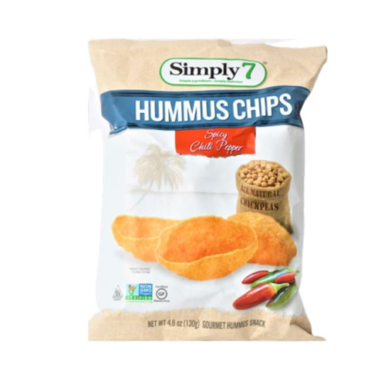 Simply7 Chips Hummus Spicy 130g, Pack Of 6