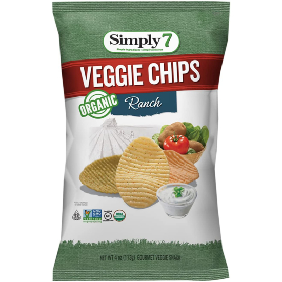 Simply7 Chips Veggie Organic Ranch  99g, Pack Of 6