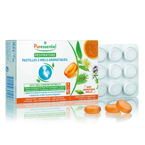 Puressentiel Respiratory Lozenges With 3 Aromatic Honey 18pcs