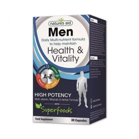 Natures Aid Men Multi-Vitamins -Health & Vitality 30 Capsules