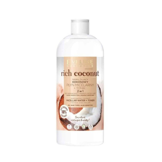 Eveline Rich Coconut Moisturizing Coconut Micellar Water+Toner 2in1 500ml