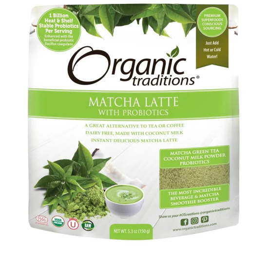 Organic Traditions Matcha Latte With Probiotics 150g