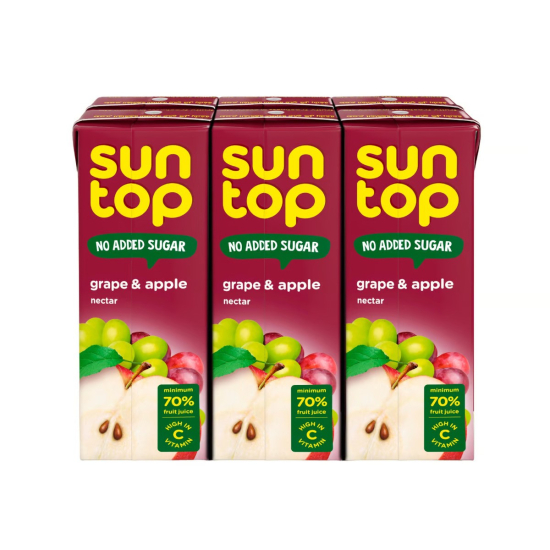 Suntop No Added Sugar Grape & Apple Nectar 3x6x180 ml