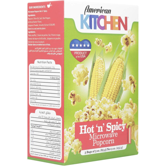 American Kitchen Hot & Spicy Microwave Popcorn 12X3X3 OZ