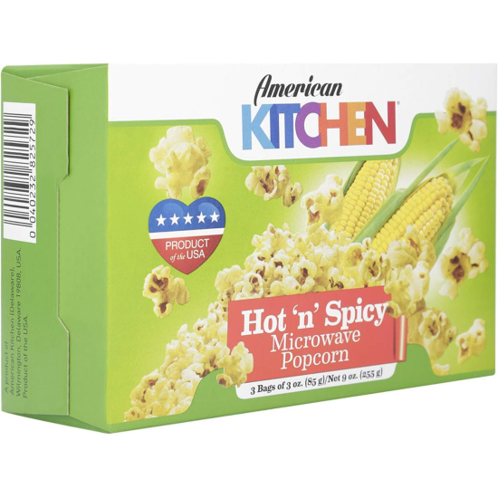 American Kitchen Hot & Spicy Microwave Popcorn 12X3X3 OZ