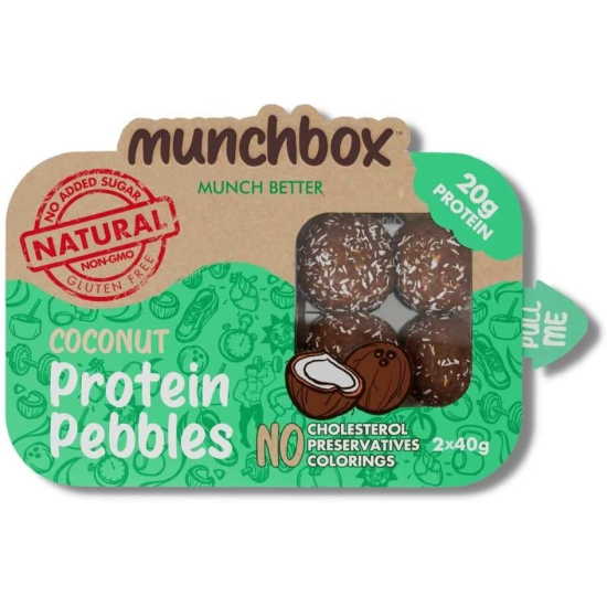 Munchbox Protein Pebbles Coconut 80g, Pack Of 10