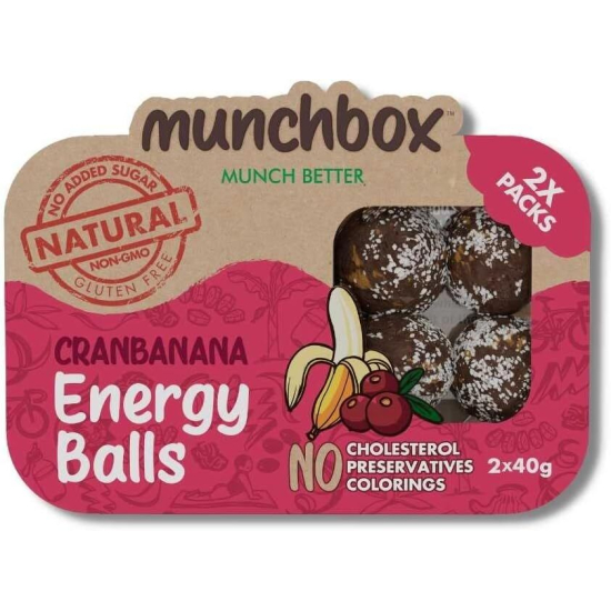 Munchbox Energy Balls Cranbanana 80g, Pack Of 10