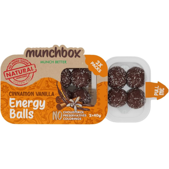  Munchbox Energy Balls Cinnamon & Vanilla 80g, Pack Of 10