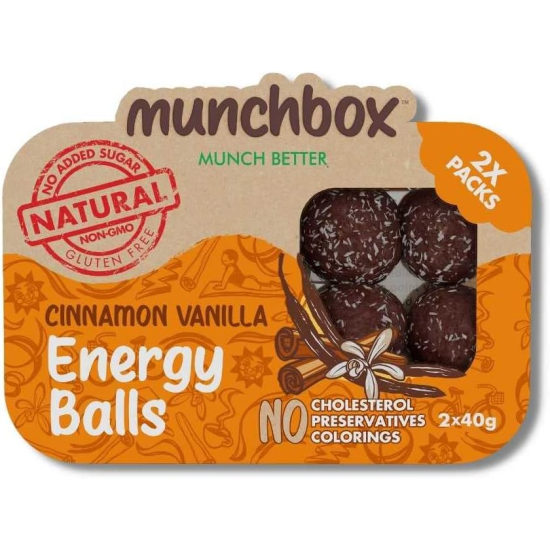  Munchbox Energy Balls Cinnamon & Vanilla 80g, Pack Of 10