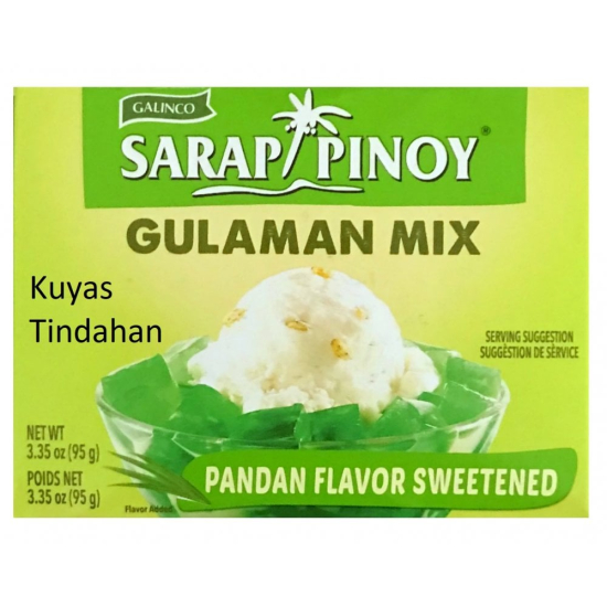 Sarap Pinoy Gulaman Mix Sweetened Pandan Flavor 95g, Pack Of 24