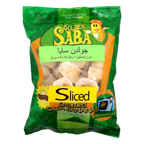 Golden Saba Frozen Sliced Steamed Saba Bananas 454g, Pack Of 24