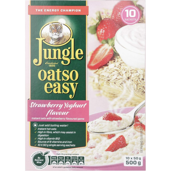 Jungle Oatso Easy Strawberry & Yoghurt Flavour 500g, Pack Of 6