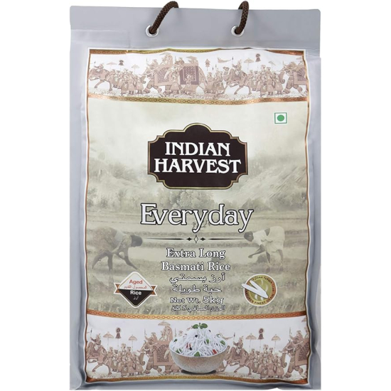 Indian Harvest Everyday Extra Long Basmati Rice 5 kg, Pack Of 4