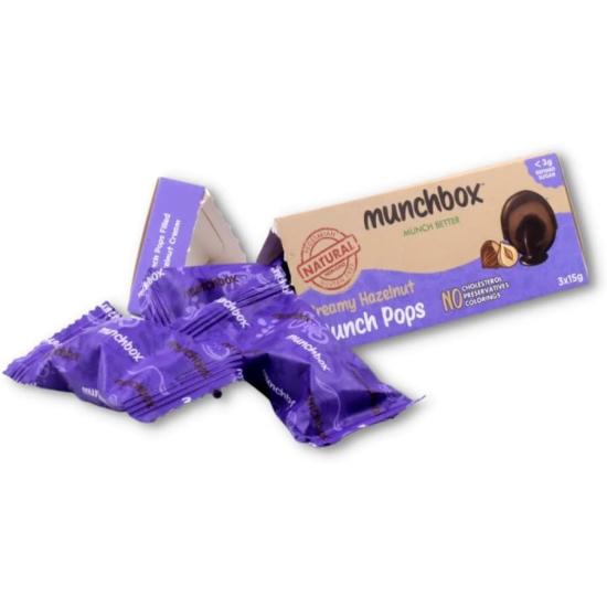 Munchbox Creamy Hazelnut MunchPops 3-Balls 45g, Pack Of 20