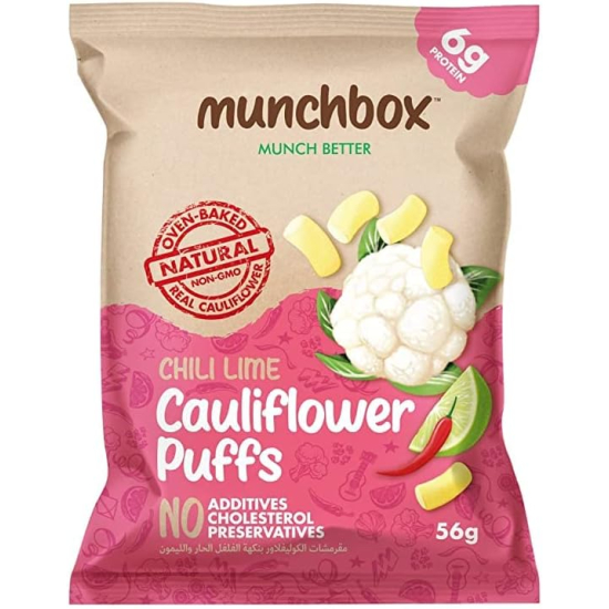 Munchbox Chili Lime Cauliflower Puffs 56g, Pack Of 20