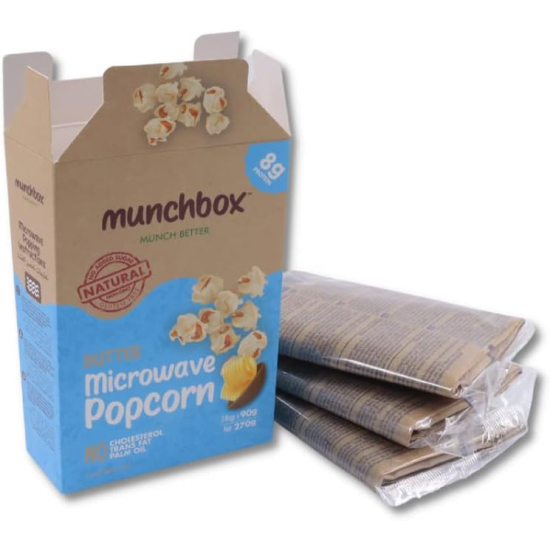 Munchbox Butter Microwave Popcorn 270g, Pack Of 12