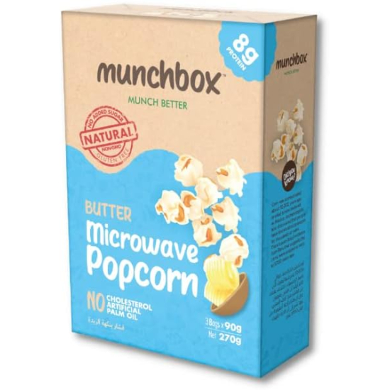 Munchbox Butter Microwave Popcorn 270g, Pack Of 12