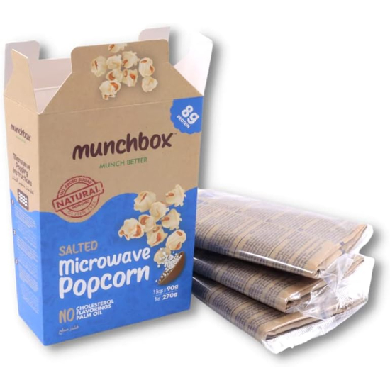 Munchbox Salted Microwave Popcorn 270g, Pack Of 25