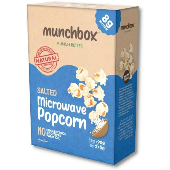 Munchbox Salted Microwave Popcorn 270g, Pack Of 25