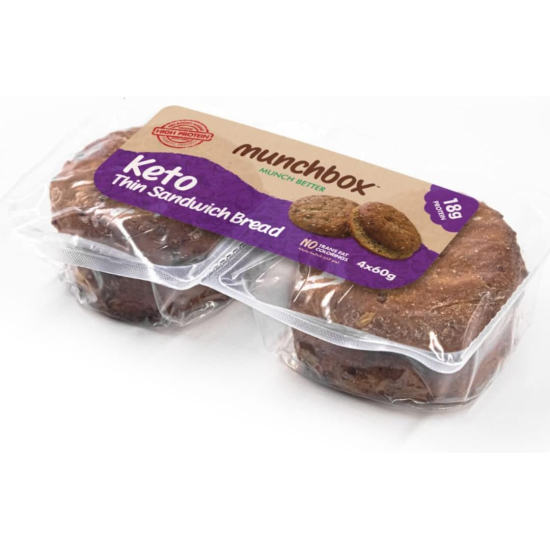 Munchbox Keto Thin Sandwich Bread 4 Pieces 240g, Pack Of 20