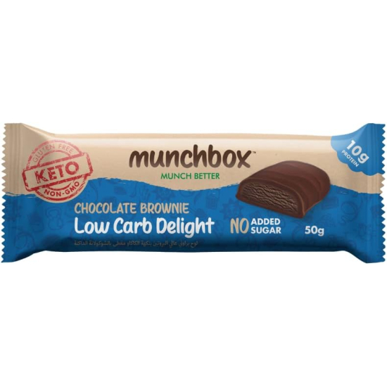 Munchbox Low Carb Delight Keto Chocolate Brownie Bar 50g, Pack Of 25