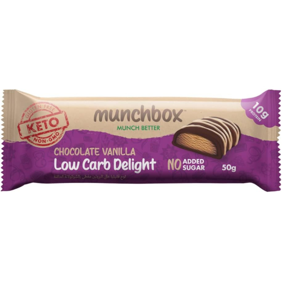  Munchbox Low Carb Delight Keto Chocolate Vanilla Bar 50g, Pack Of 25