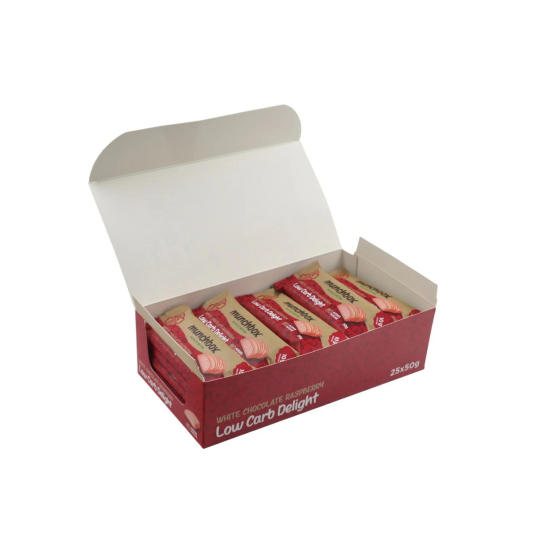 Munchbox Low Carb Delight White Chocolate Raspberry 50g, Pack Of 25