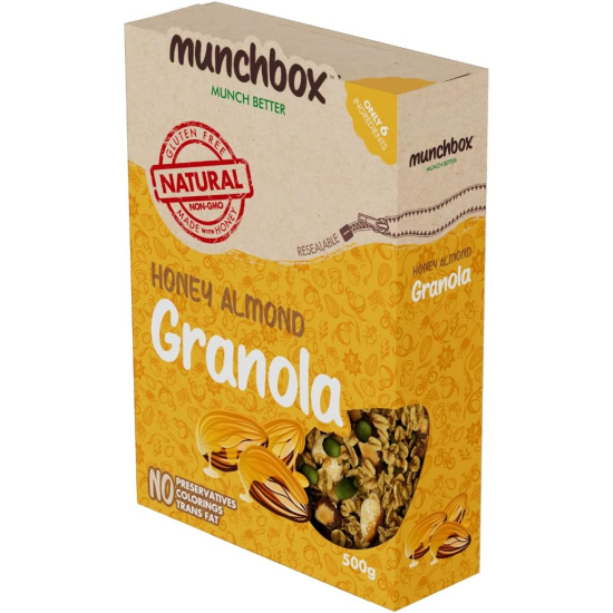 Munchbox Honey Almond Granola 500g, Pack Of 18