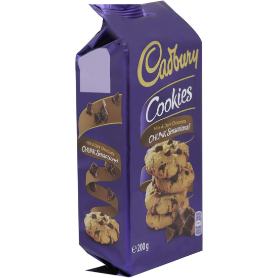 Cadbury Milk And Dark Chocolate Chunk Sensation Cookies 200g, Pack Of 12