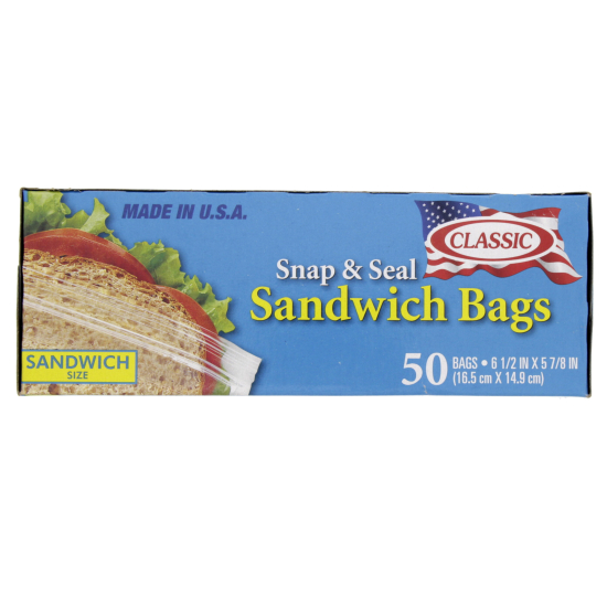 Classic Snap & Seal Sandwich Bags 24x50's, Pack Of 3