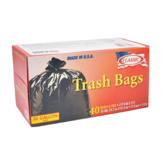 Classic Trash Bags 30 Gallon 6x40 Bags, Pack Of 3