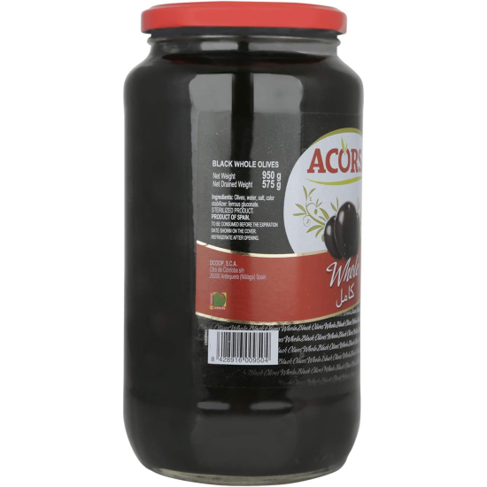 Acorsa Olives Black Plain 6x575gm L/Jar, Pack Of 3