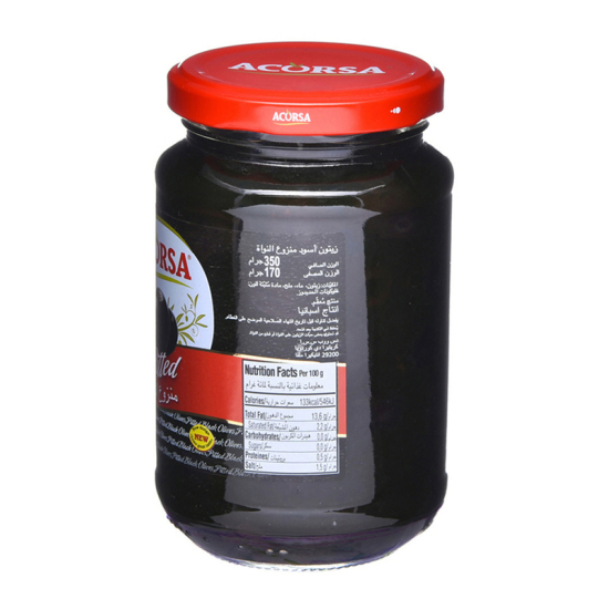 Acorsa Pitted Black Olives Jar 12x170g, Pack Of 4