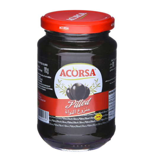 Acorsa Pitted Black Olives Jar 12x170g, Pack Of 4