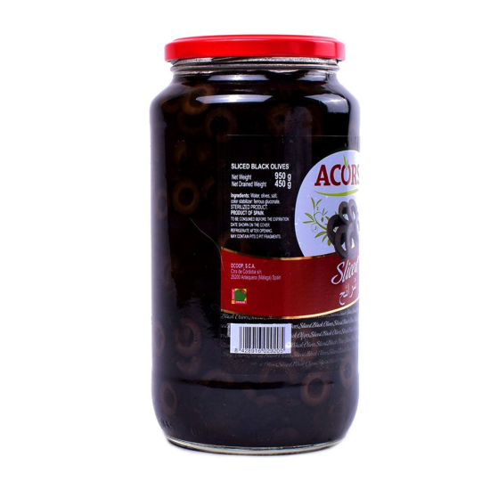 Acorsa Olives Black Sliced Jar 6x450g L/Jar, Pack Of 3