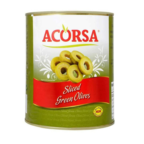 Acorsa Sliced Green Olive Tin 6x1.56 Kg, Pack Of 2