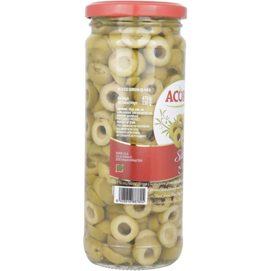 Acorsa Olives Green Sliced Jar 12x230gm L/Jar, Pack Of 3