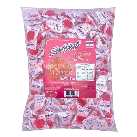 Hartbeat Strawberry Jumbo Love Candy 1kg, Pack Of 10