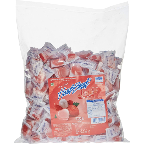 Hartbeat Jumbo Love Lychee Candy 1kg, Pack Of 10