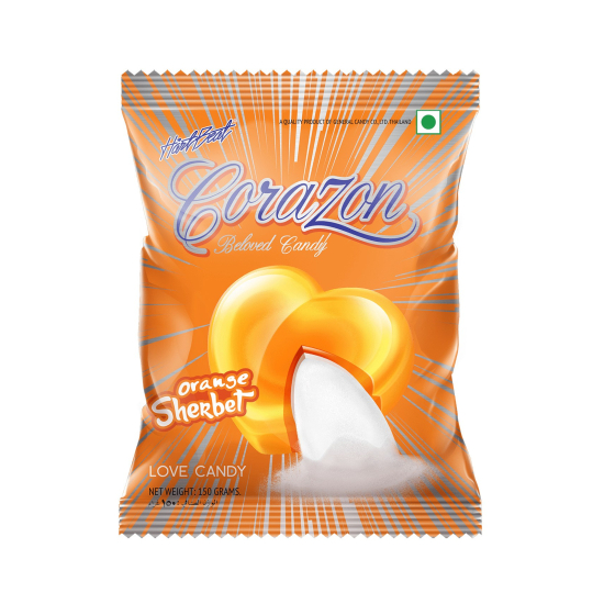 Hartbeat Corazon Love Candy Orange Sherbet Flavour 150g, Pack Of 40