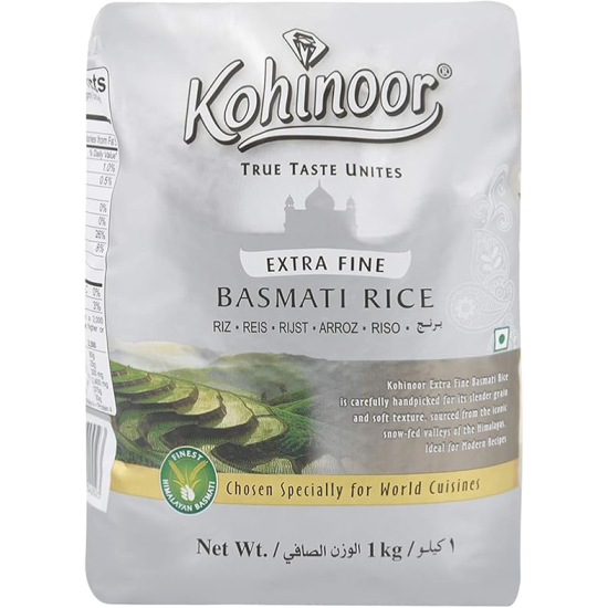 Kohinoor Extra Fine Basmati Rice Silver 1kg, Pack Of 20