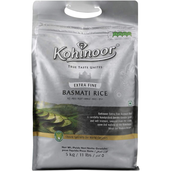 Kohinoor Extra Fine Basmati Rice Silver 5kg, Pack Of 4