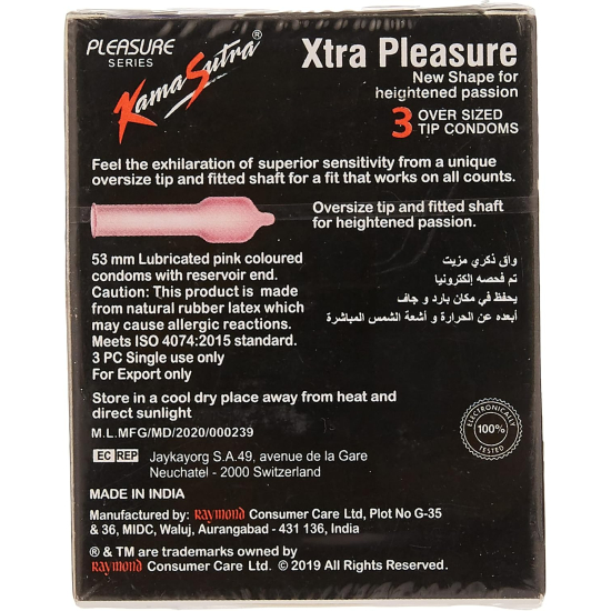 Kama Sutra  Xtra Pleasure Condom 3 Pieces, Pack Of 24