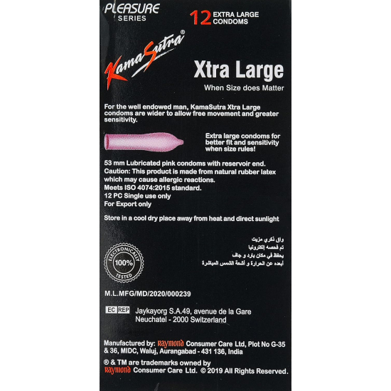 Kama Sutra Condom Extra Large 12 Pieces, Pack Of 12