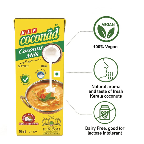 KLF Coconad Pure Coconut Milk Tetra Pack 180 ml, Pack Of 60