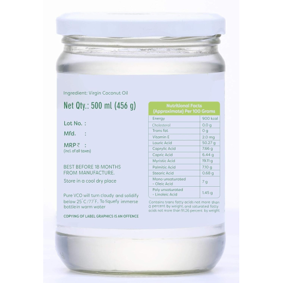 KLF Nirmal Virgin Coconut Oil 500 ml, Pack Of 12