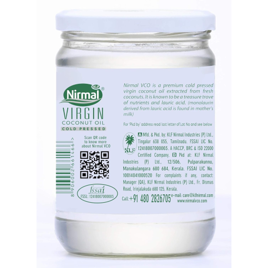 KLF Nirmal Virgin Coconut Oil 500 ml, Pack Of 12